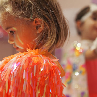 Coral sequin cape