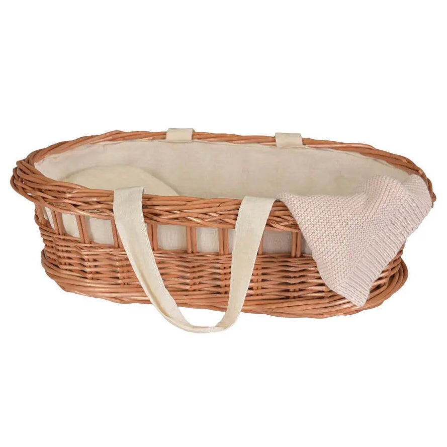 Capazo portatil mimbre con mantita