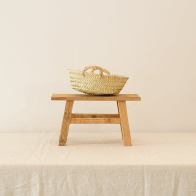 Hand-woven Raffia flat basket