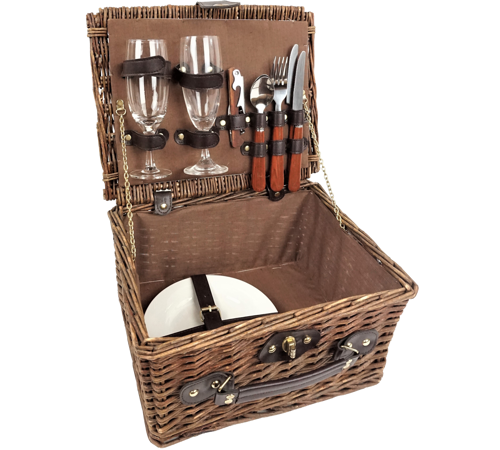 SUSSEX complete wicker picnic basket 2 pax.