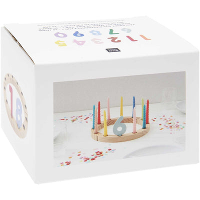 Set números círculo de madera multicolor