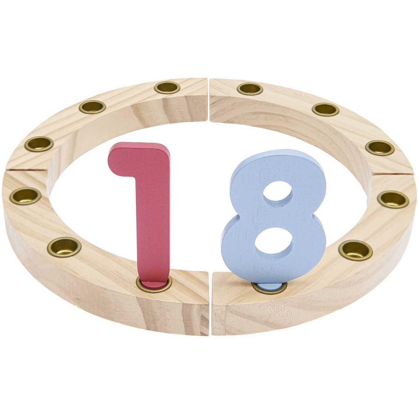Set números círculo de madera multicolor