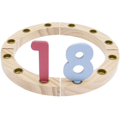 Set números círculo de madera multicolor