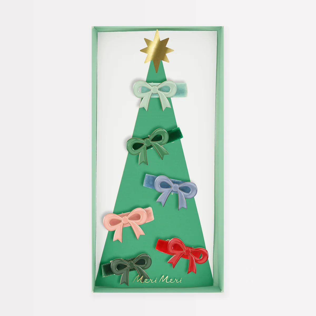 Pack of velvet clips with bow / 6 pcs.