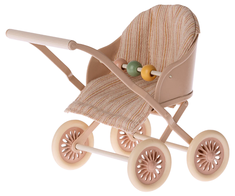 Maileg Pink Mouse Baby Stroller 