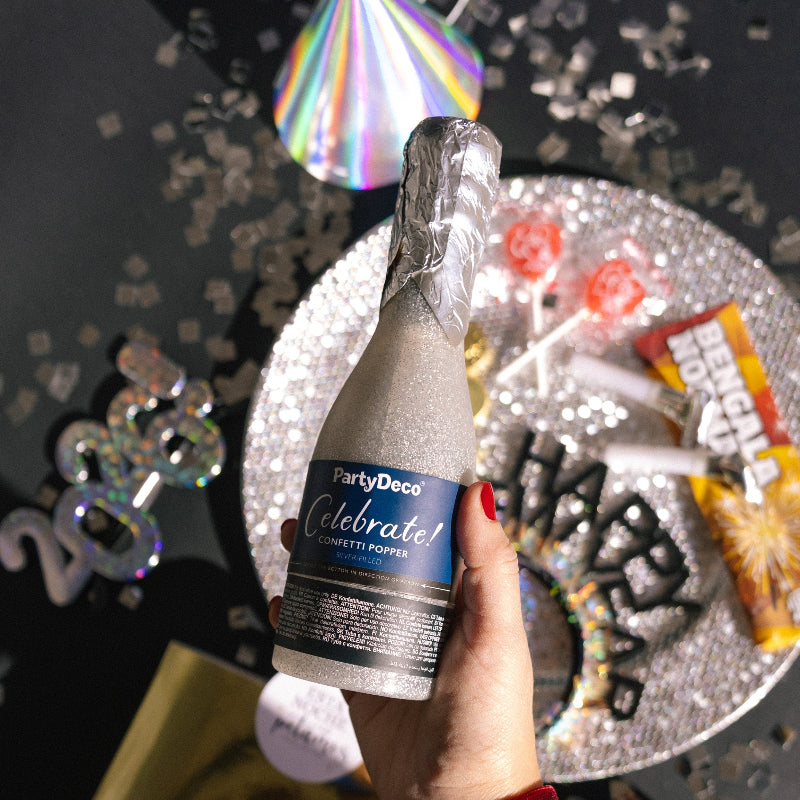 Cañón de confeti Champagne plata