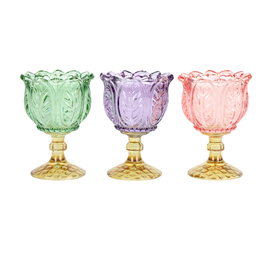 Copa candelabro cristal labrado color pastel S
