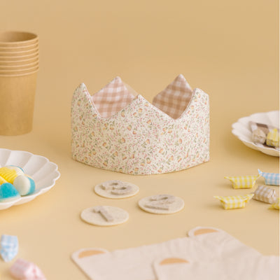 Corona reversible Mon Petit Nicolás flor rosa / Vichy
