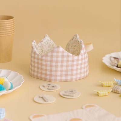 Corona reversible Mon Petit Nicolás flor rosa / Vichy