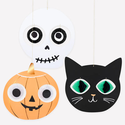 Kit de decoração de cabeças de Halloween / 3 peças.