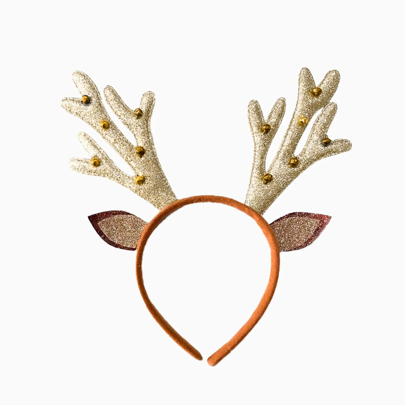 Reindeer headband with jingle bells and glitter