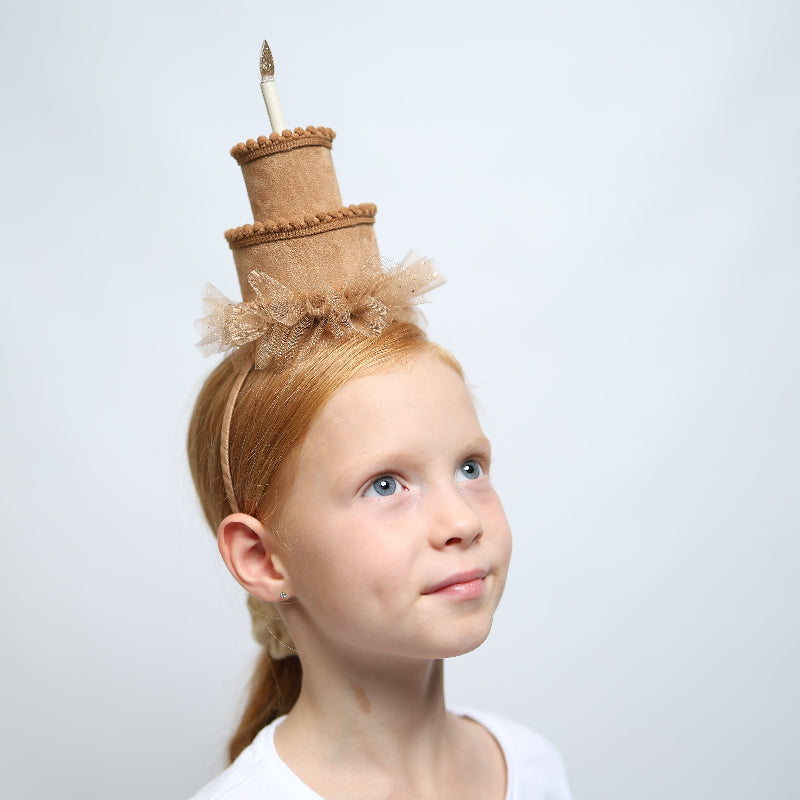 Taupe Birthday Cake Hat Headband
