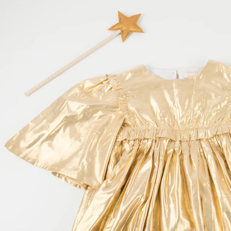 Fato de anjo dourado com varinha