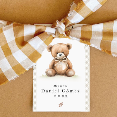 Teddy ribbon detail label / 6 pcs.