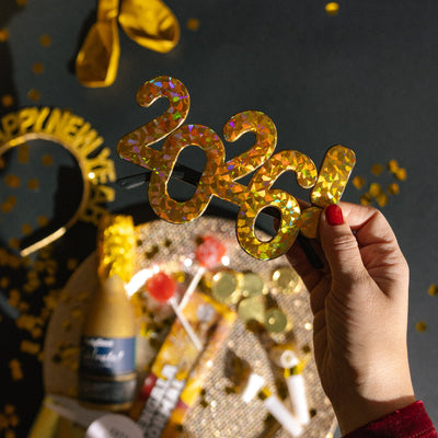Gafas 2026 Nochevieja doradas