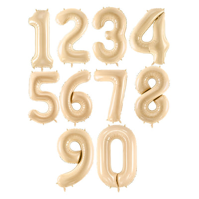 Foil balloon numbers L matte beige