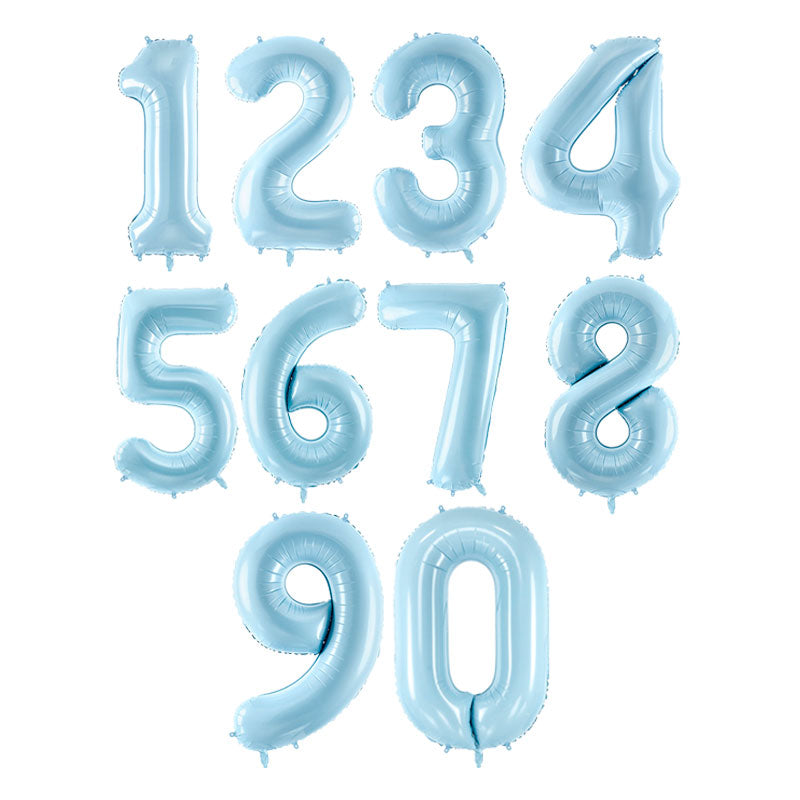 Foil balloon numbers L matte powder blue