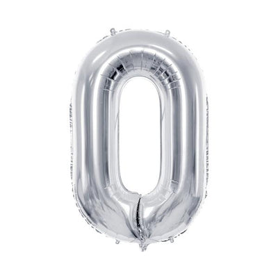 Balloon number 0 Foil L light silver