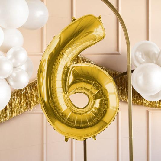 Balloon number 6 Foil L light gold