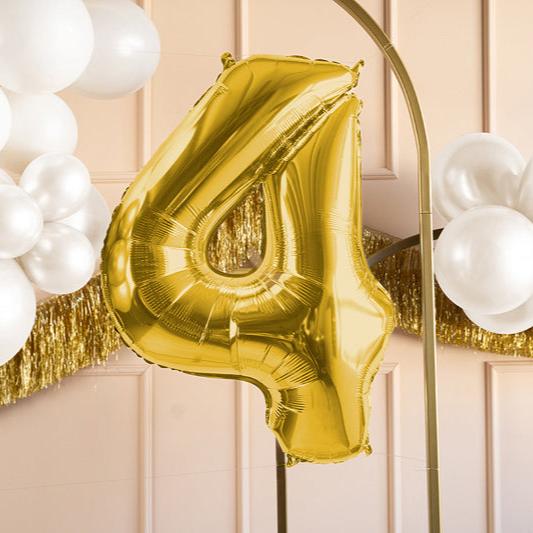 Balloon number 4 Foil L light gold