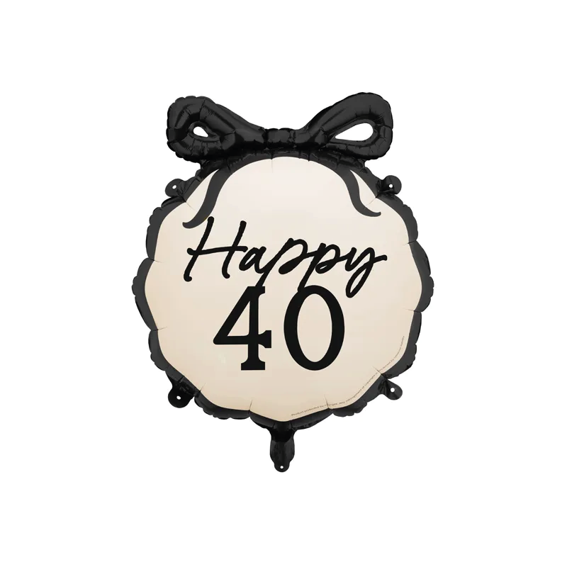Globo foil lazo negro Happy 40