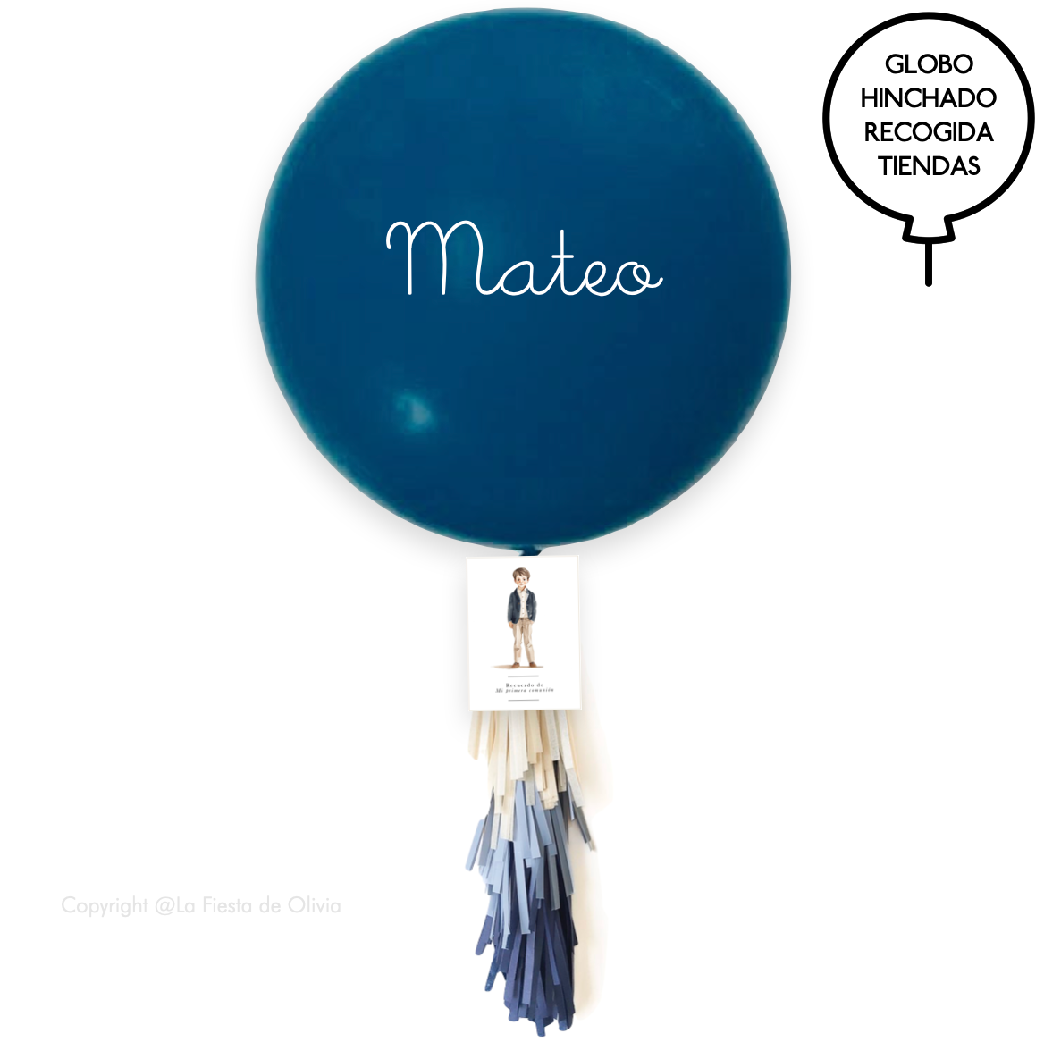 Balão inflado com MEMÓRIA AZUL COMPLETA 