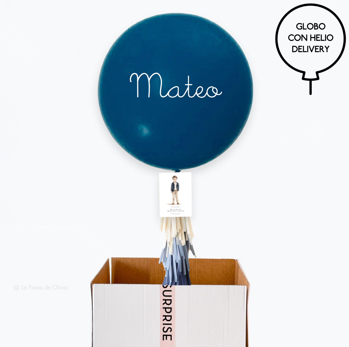 Globo ICONIC PREMIUM TASSEL Blue Recuerdo Comunión hinchado