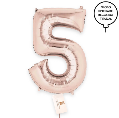 XL rosegold number balloons inflated with helium