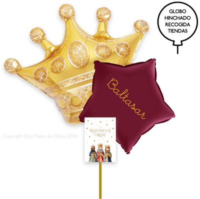 Crown and star Balthazar bouquet inflated with helium