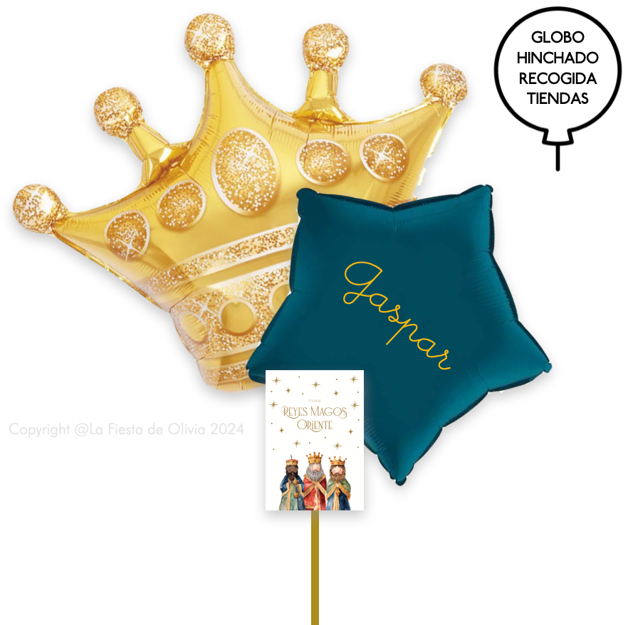 Gaspar crown and star bouquet inflated with helium