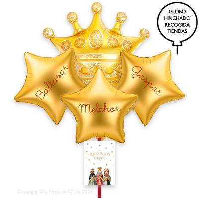 Bouquet XL globos Reyes Magos Gold HELIO