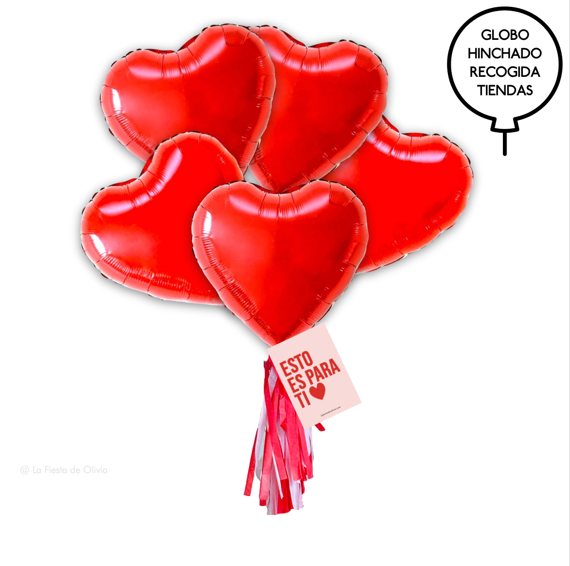 Bouquet globos corazones rojos hinchados