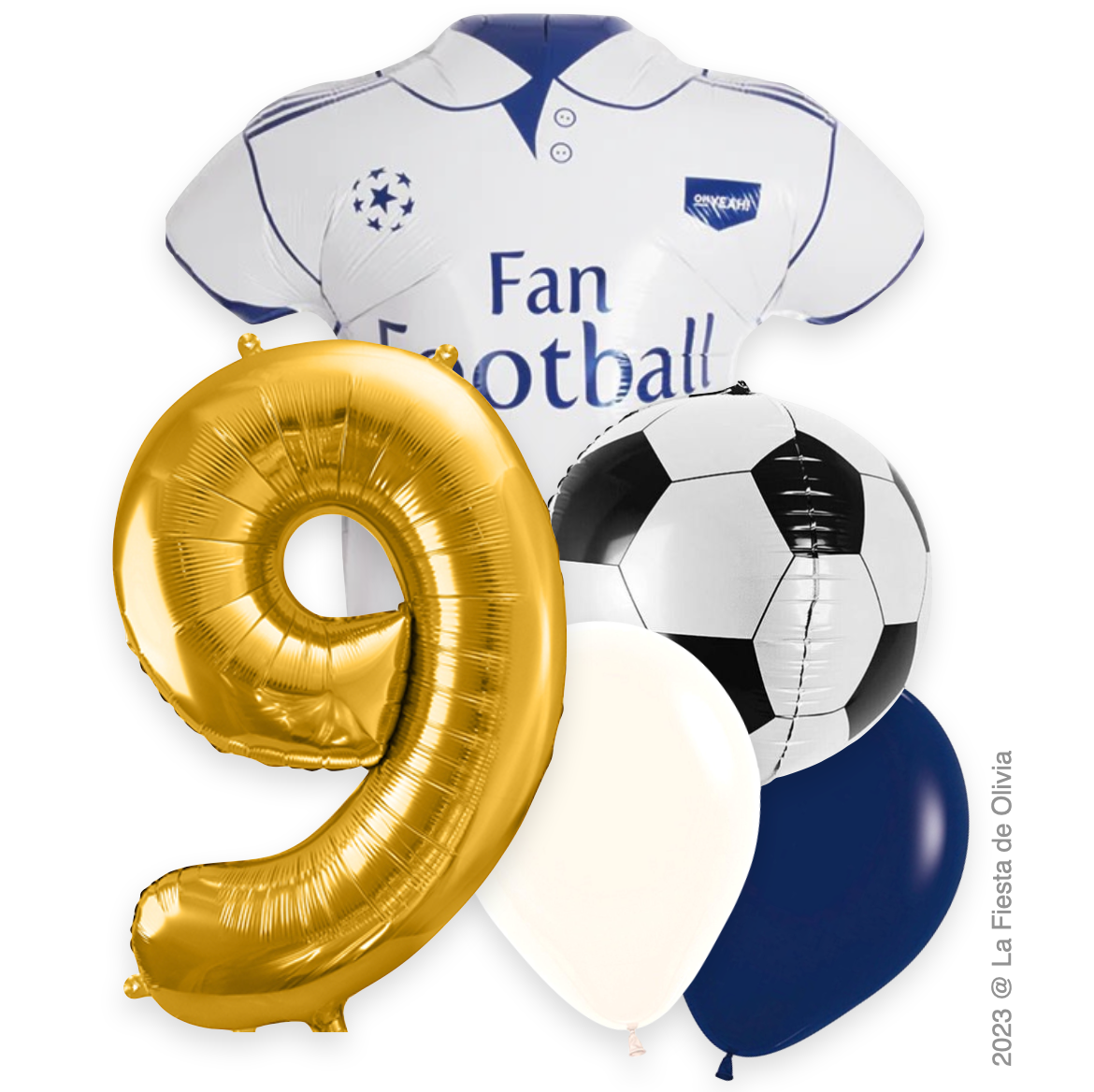 Bouquet balloons White football shirt inflated with helium