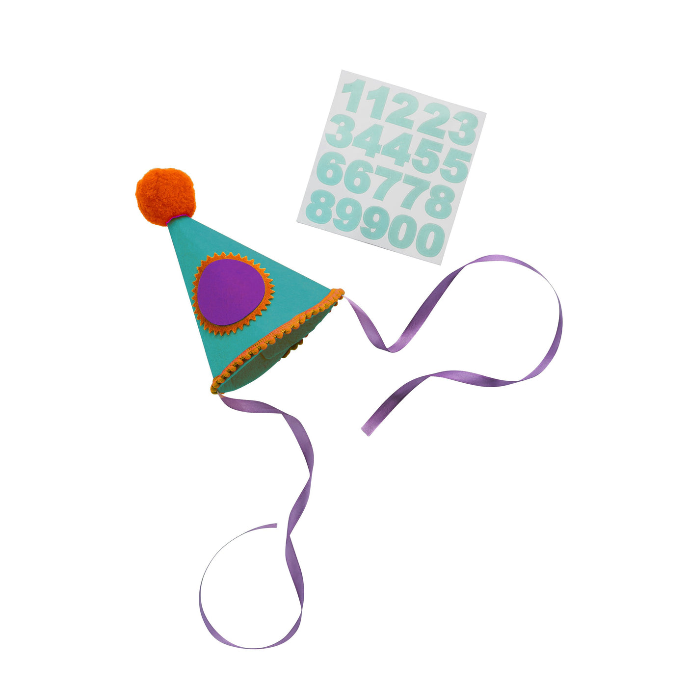 Multicolored felt hat with numbers