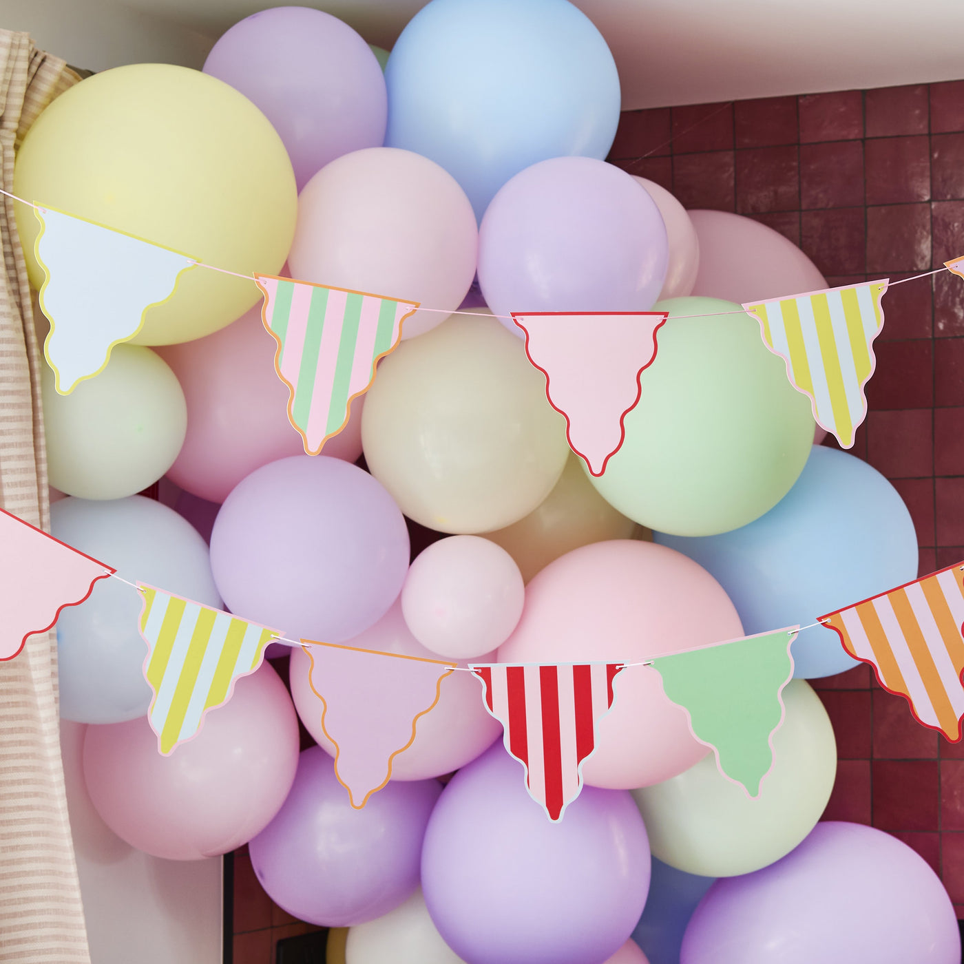 Multicolor stripe pennant garland