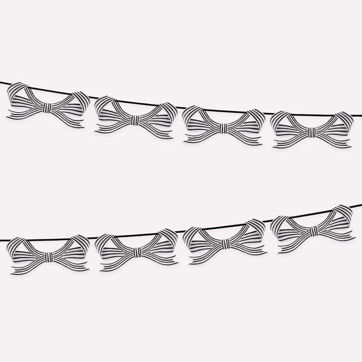 Garlands of black and white ribbons