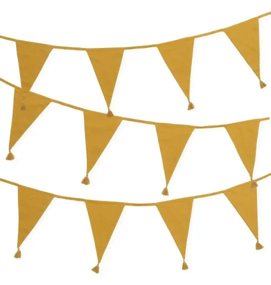 Mustard fringed fabric garland