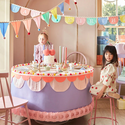 Multicolor Happy Birthday fabric bunting garland