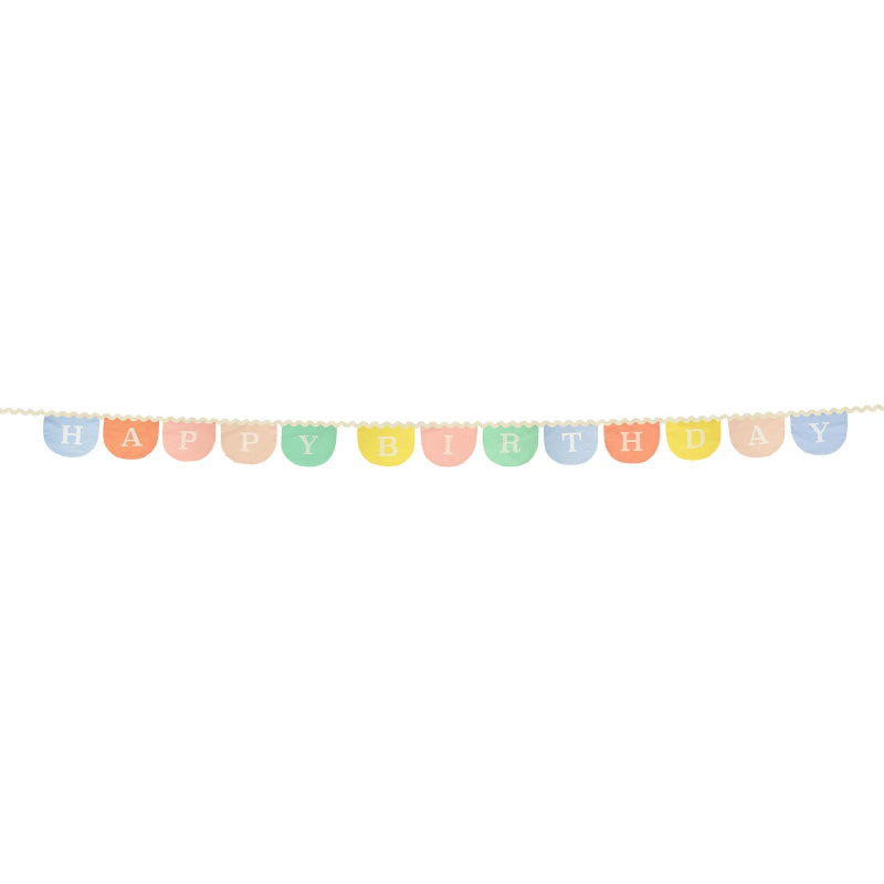Multicolor Happy Birthday fabric bunting garland