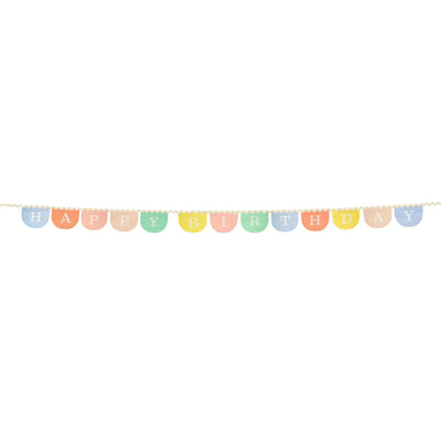 Multicolor Happy Birthday fabric bunting garland