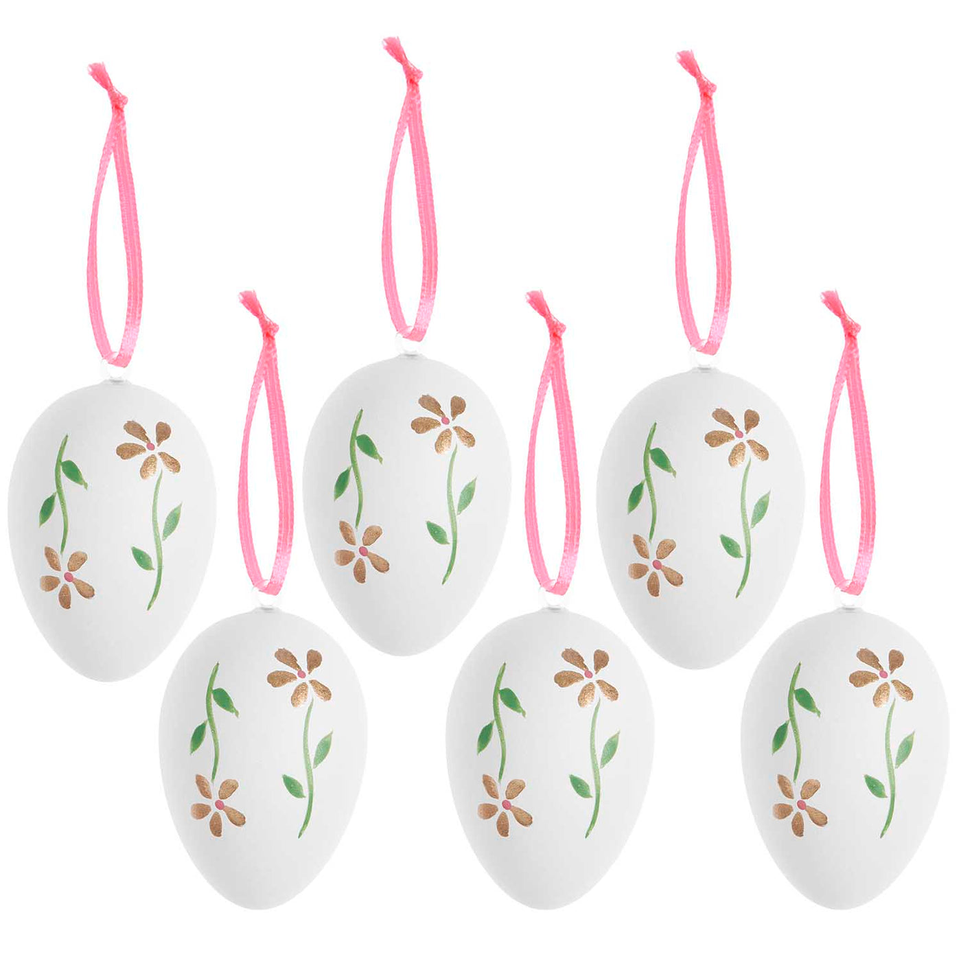 Ovos de Páscoa decorados com flores douradas / 6 unid.