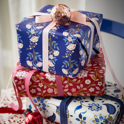 Papel de regalo block print Indigo / 10 m.