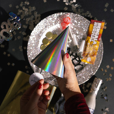 Kit cotillón 2 pers. Nochevieja plata PREMIUM