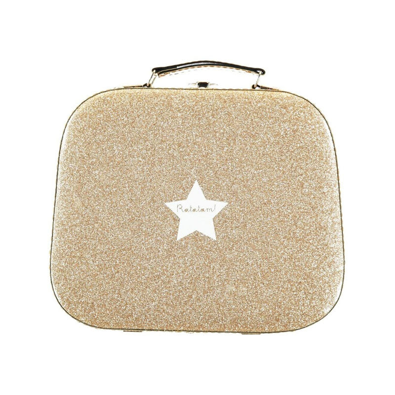 Gold glitter suitcase