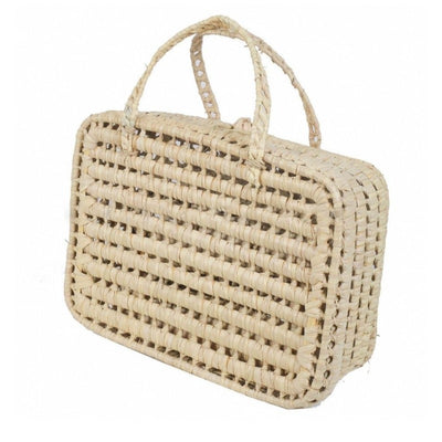 Raffia hand-woven flat briefcase