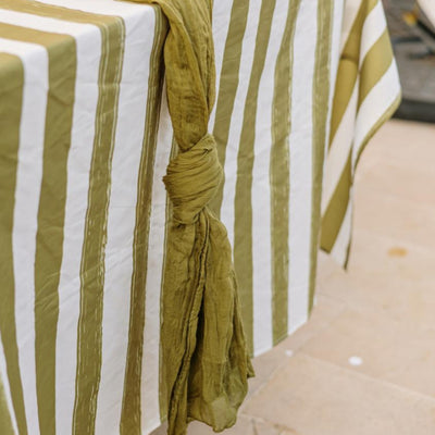 Mantel tela raya verde Olivo