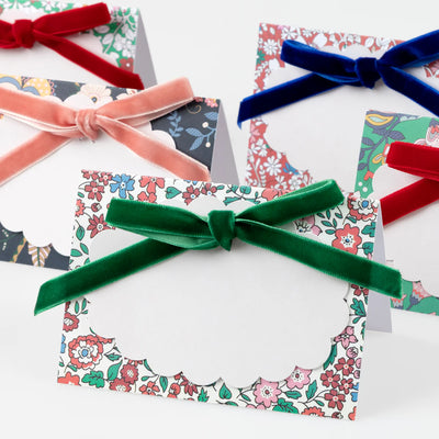 Liberty Christmas velvet ribbon place cards / 6 pcs.