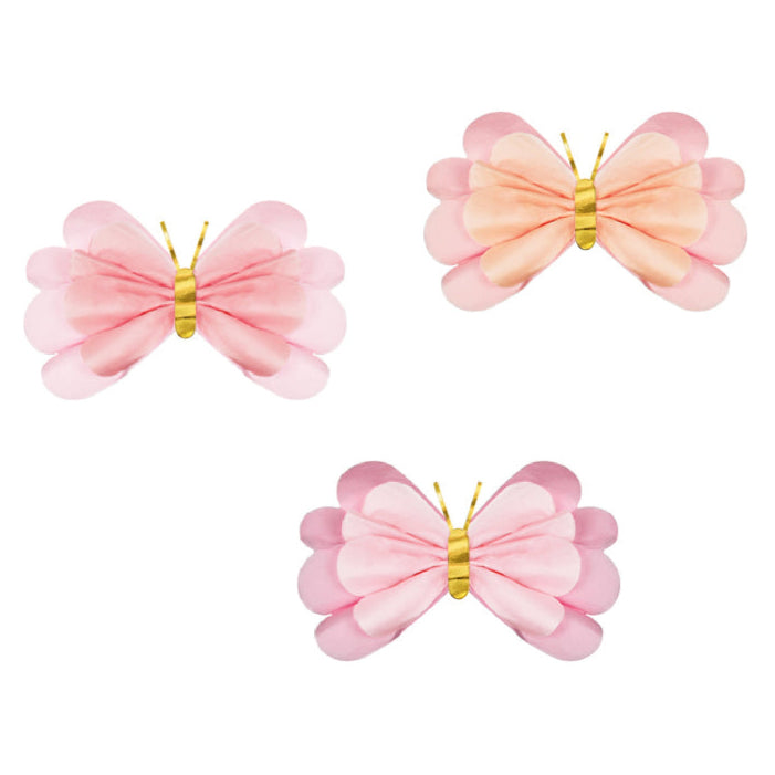 Pastel tissue paper butterflies / 3 pcs.