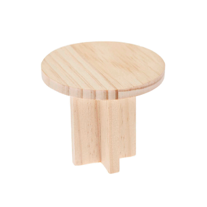 Mesa de madera en miniatura redonda