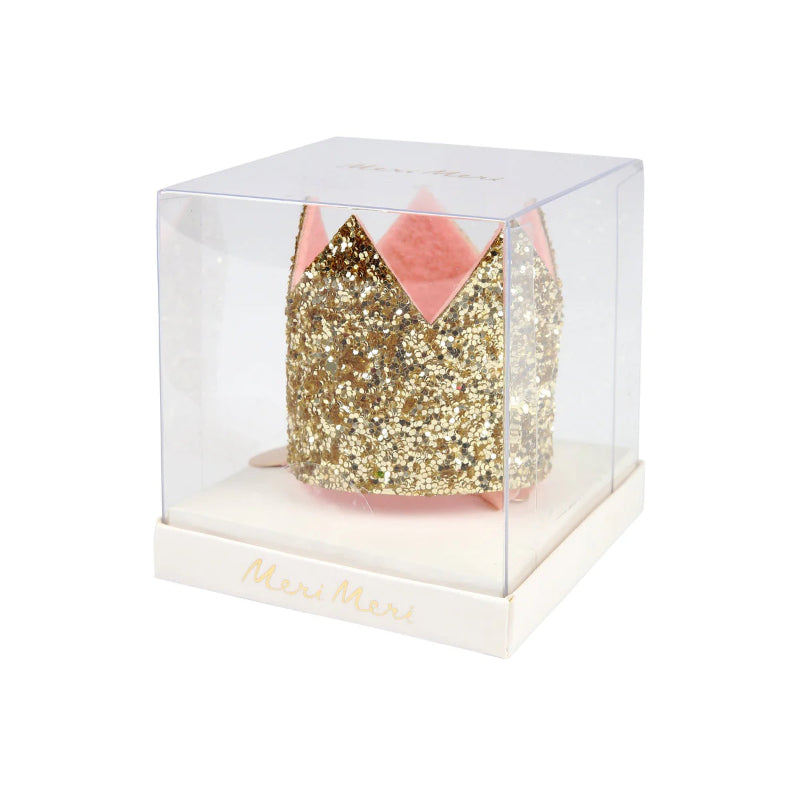 Mini crown with gold glitter clip